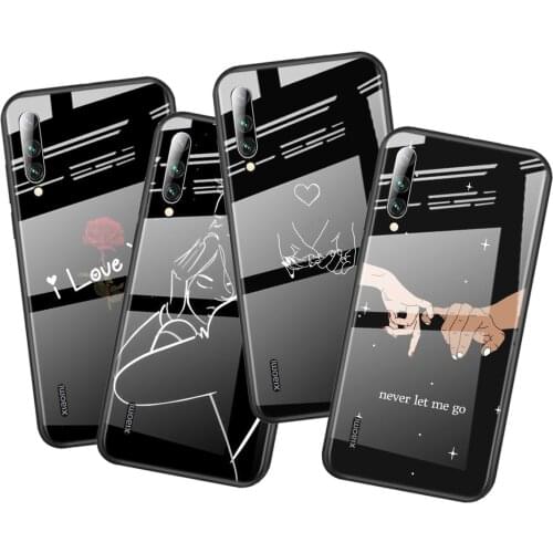 Tempered Glass Cover Line loving girlfriend For Xiaomi Mi 11 11i 10T CC9E CC9 9T Note 10 Ultra Pro Lite 5G Phone Case