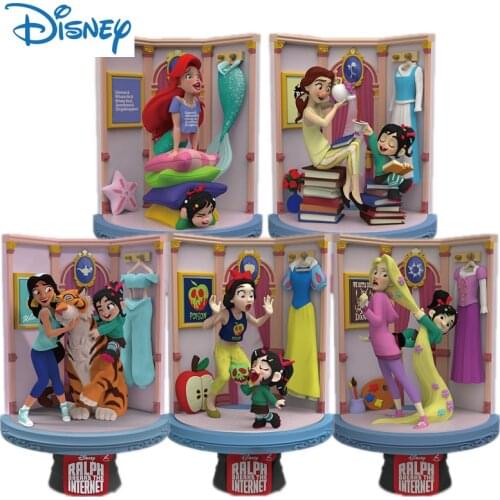 Disney Genuine Princess Action Figure Ornaments Jasmine Belle Rapunzel Anime Figures Dolls Collection Model Toys Girls Gifts