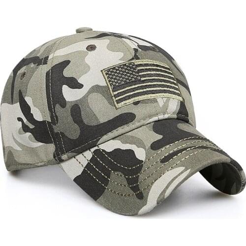 New Men USA Flag Camouflage Baseball Cap Army Embroidery Cotton Tactical Snapback Dad Hat Male Summer Sports America Trucker Cap