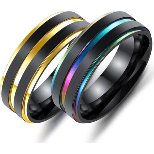 MIQIAO Groove Rings Black Blu Color Gold Stainless Steel Midi Vape Rings For Men Charm Male Fashion Jewelry Dropshipping Anel