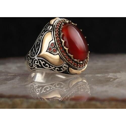 AGATE STONE 925 sterling silver mens ring