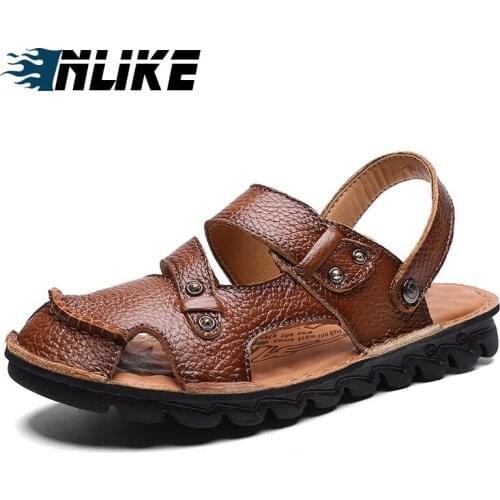Summer Sandals Men Genuine Leather Classic Roman Sandals