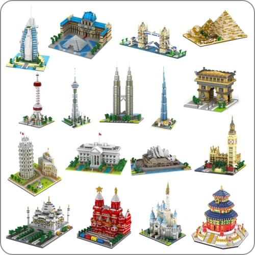 Hot YZ Blocks Mini Architecture model Taj Mahal building Brick Castle Educational Kids Toys for Children Eiffel Tower Collection