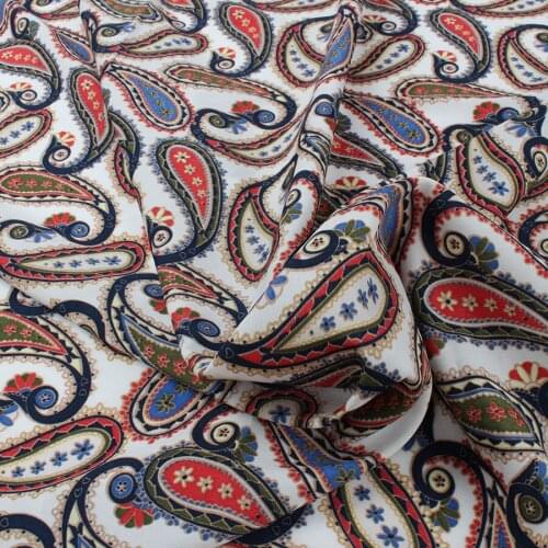 Fashion Paisley Silky Chiffon Fabric Micro Elastic for Dress Making 145cm wide by Yard