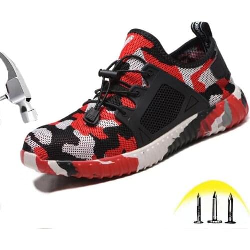 Work Safety Shoes Male Steel Toe Puncture Proof Camouflage Lightweight Breathable Protection Boots Casual Work Shoes Men Women