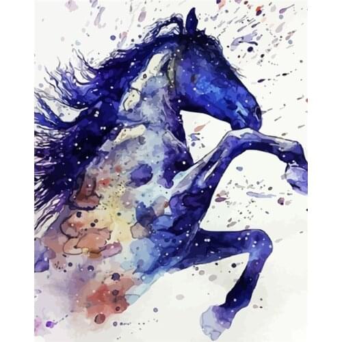 DIY Poured Glue Diamond Painting Kit Scalloped Edge Canvas Animal Home Decoration Adult Horse Home Bedroom Wall Artwork Gift Art