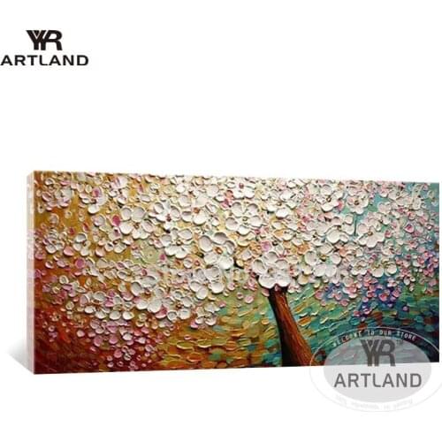 Wall decoration Wall art pictures Pure handmade money tree white flowers for living room bedroom home decoration no framed