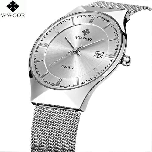 New 2019 WWOOR Ultra thin Fashion Male Wristwatch Top Brand Luxury Business Watches Waterproof Scratch-resistant Men Watch Clock