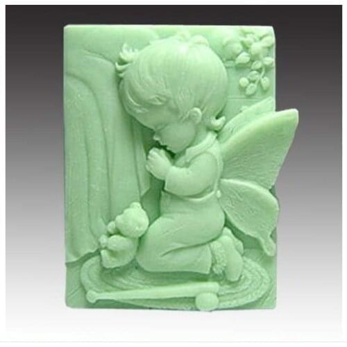 New 3.3" elfin Boy Pray 50251 Craft Art Silicone Soap mold Craft Molds