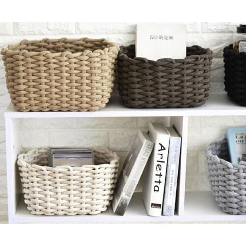 Office Stationery Container Book Organizer Thick Cotton Rope Storage Basket Cosmetic Desktop Underwear Sundries Basket
