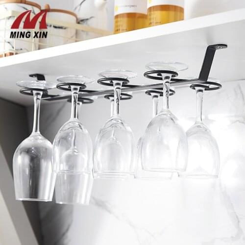 Wine Glass Holder 8 Cups Upside-Down Goblet Holder Kitchen Bar Wine Set Hanging Under Cupboard Champagne Wine Glass Storage Rack
