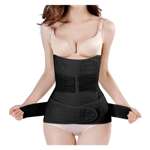 3 in 1 Postpartum Belly Wrap Recovery Belly Waist Pelvis Belt Black Postpartum Belly Band Black Plus Size Postnatal Shapewear