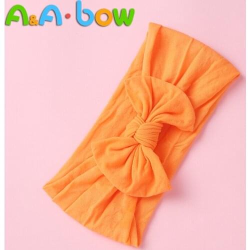 35 Colors Baby Nylon Knotted Headbands Girls Big 11cm Hair Bows Head Wraps Infants Toddlers Hairbands Baby Hair Accessories