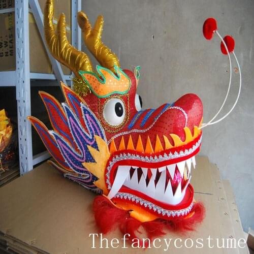Adult Size Gold-plated illuminant CHINESE DRAGON DANCE cloth dragon prop Folk Festival Celebration Costume lantern