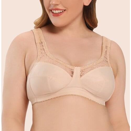 Plus Size Bras For Women Lace Lingerie Without Padded Wide Shoulder Strap Underwear Oversize Bralette Brassiere BH 36-56