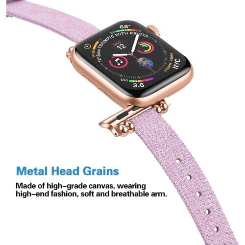 Nylon Canvas Watchband for Apple Watch Series 6 5 4 38/40mm Women Jewelry Strap Bracelet Band for iwatch 42/4mm Purple pattern
