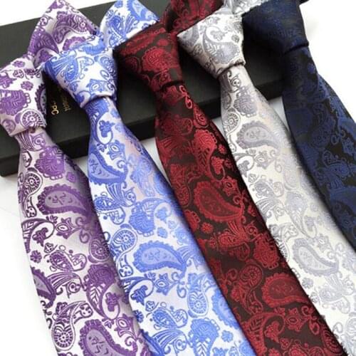Ricnais New Arrival Mens Paisley Tie Silk Necktie 8cm Fashion Classic Red Black Neck Ties For Man Business Wedding Party