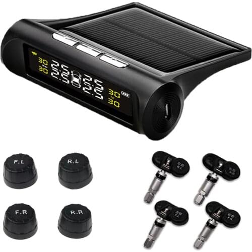 Solar TPMS Car Tire Pressure Monitoring System Alarm Monitor System Auto Security Alarm Systems Tyre Pressure Sensors Warning