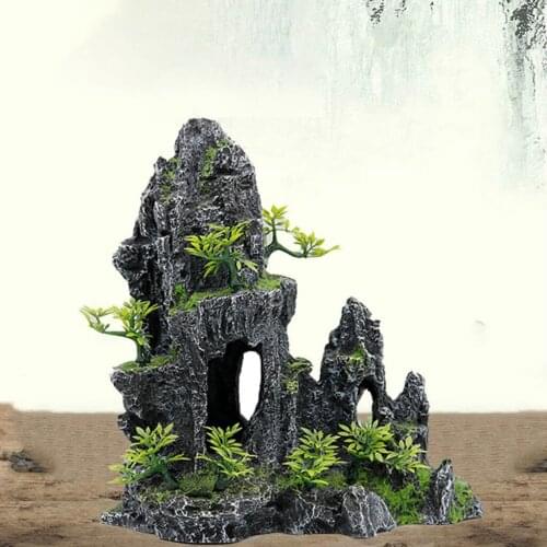 Hiding Cave Crafts Resin Decor Rockery for Fish Tank Ornament Plants Aquarium Decorations