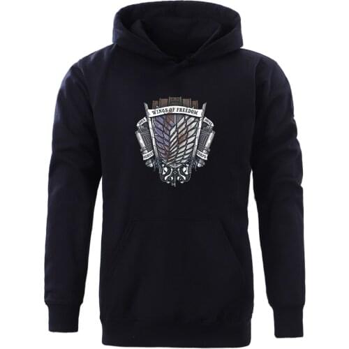 Pullover Attack On Titan Tech Silver Feather Pattern Hoody Man Casual Harajuku Sweatshirts Men Fleece Street Mens Hoodies