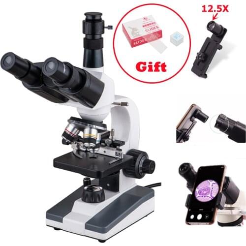 Trinocular 40X-640X Biological Microscopes Student Teaching Lab Microscope