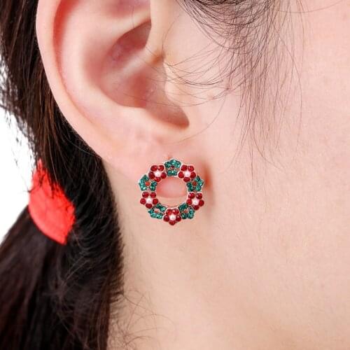 CHUNSHI Euramerican Personality Fashion Christmas Bell Christmas Tree Wreath Earrings With Diamond Christmas Earrings