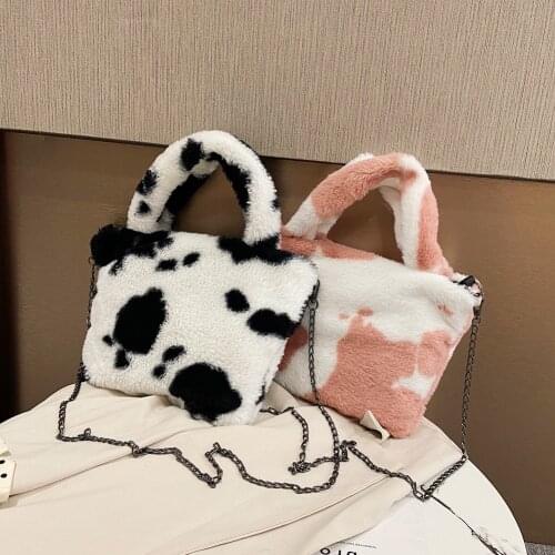 Winter New Shoulder Bag Female Leopard Female Bag Chain Pplush Winter Handbag Messenger Bag soft Warm Fur Bag