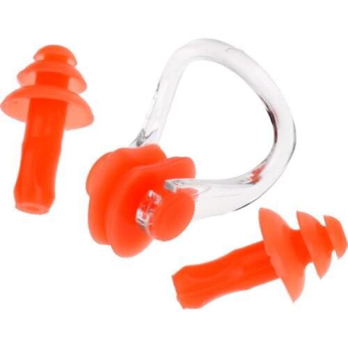 1 Set Waterproof Silica Gel Swimming Earplugs and Nose Clip, Ear & Nose Protector Silicone Swimming Kit Random Color