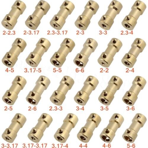 2pcs/lot 24 sizes Motor Shaft Coupling Coupler Connector Sleeve Adapter Brass Transmission Joint for RC Boat Car Airplane DIY