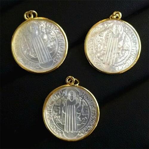 20pcs San benito pendants Size 22mm shell stone religion pendants for jewelry making fashion pendants accessories for necklace