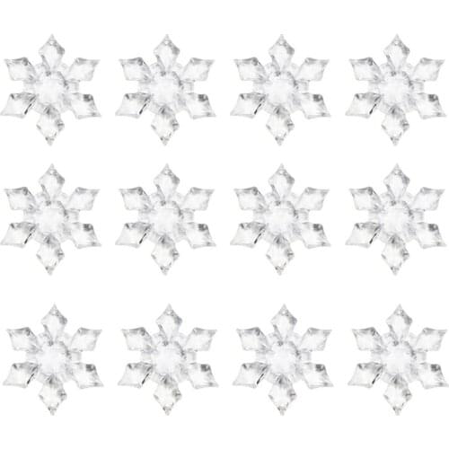 24Pcs Christmas Snowflake Clear Crystal Acrylic Rhinestone Freeze Christmas Decorations For Home Winter Decorations