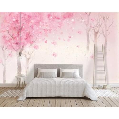 Beibehang Custom 3d mural wallpaper Photo Wall paper Hand painted watercolor sakura Landscape Living Room Modern decoration home