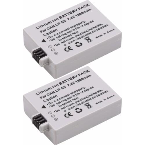 2Pcs Probty LP-E5 LP E5 Battery for Canon EOS 450D 500D 1000D Kiss F Kiss X2 Kiss X3 Rebel XS Rebel XSi Rebel T1i Digital Camera