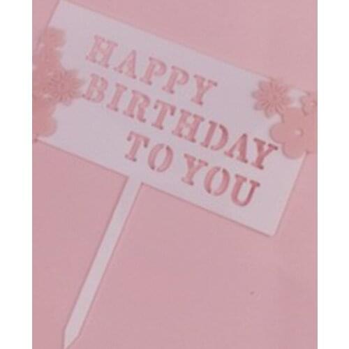 Flowers Acrylic Happy Birthday Cake Topper "Happy Birthday to You" Pink Cake Topper for Girls Birthday Party Cake Decorations