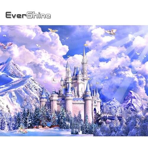 EverShine Diamond Painting Scenery Picture Rhinestones Diamond Mosaic Full Embroidery Church Cross Stitch Kit Home Decoration