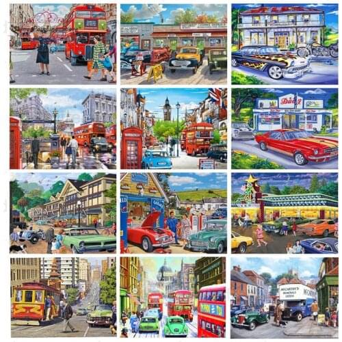 DIY Diamond Painting Street Scene Full Drill Craft Kit 5D Diamond Embroidery European Landscape Town Needlework Mural Home Decor