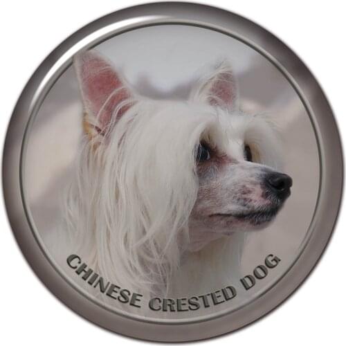 B0815# 13CM/17CM Self-Adhesive Decal Chinese Crested Dog V1 Car Sticker Decors on Bumper Rear Window Laptop