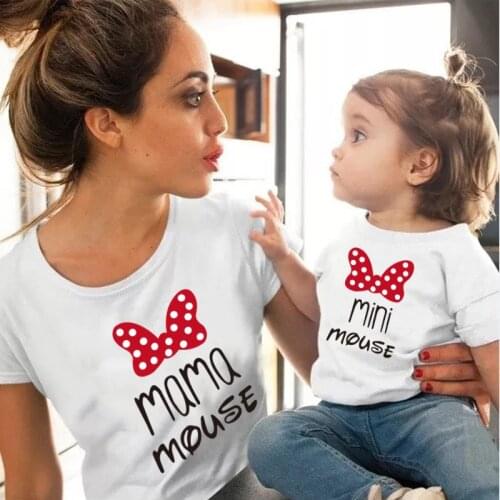 Boys Mom Mother White T-shirt Family Tshirts Fashion Mommy and Me Baby Girl Tshirts MINI and MAMA Fashion Family Look Tops Tee