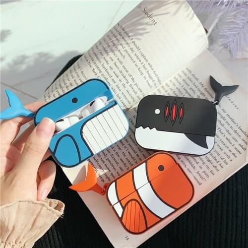 Wireless Earphone Case For AirPods Pro AirPods 2 AirPords 1 Soft Silicone Cartoon Whale Cover For AirPods TWS Earphones Cases