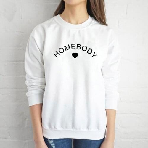 Homebody 100% Cotton Sweatshirt Casual Women Introvert Stay Home Pullovers Funny 90s Anti Social Distancing Jumper Sweatshirts