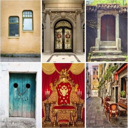 SHUOZHIKE Vintage Building Brick Wall Wooden Door Photography Backdrops Baby Portrait Photo Background Studio Props 210329TYI-02