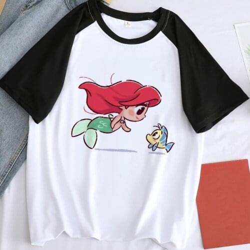 Kawaii Disney Cartoon T Shirt Women Funny Disney Princess Graphic Tees Anime Graphic Tees Unisex Vogue Harajuku Tshirt Female