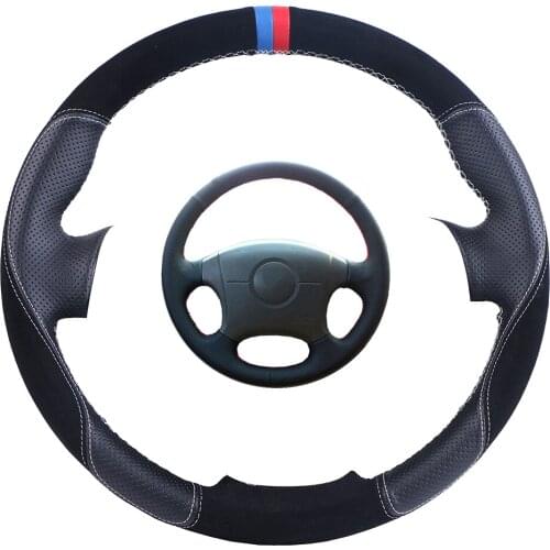 Custom Made Car Steering Wheel Cover Black For 2004-2011 Hyundai Elantra Old Elantra Suede Leather Auto Steering Wheel Braid
