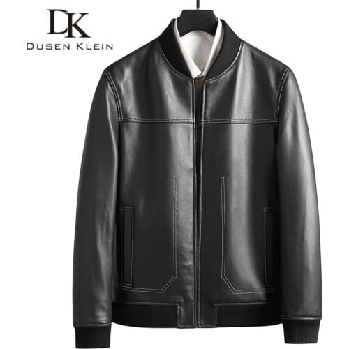 Men Genuine Leather Jacket Real Sheepskin Jackets Casual Black Pockets Autumn New Jacket for Man 20806
