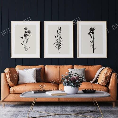 Set of 3 Prints, Neutral Wall Art, Wildflower watercolour Botanical Print, beige gallery wall art, farmhouse wall decor