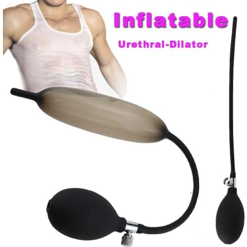 Inflatable Long Silicone Penis Urethral-Dilator Sounds Stretching Plugs Pump party Valentines Day Anniversary gift