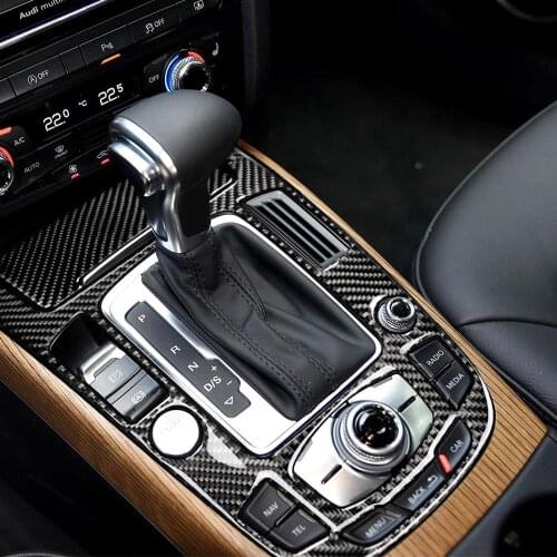 Real Carbon Fiber Stickers High Match Gear Panel Type C With One-button Start Trim for AUDI A4L A5 Q5 2008-17 Models Accessories