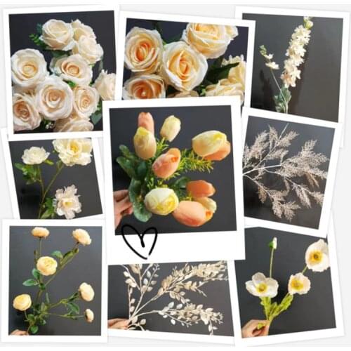 Multiple Styles Artificial Flower Champagne Style Silk Artificial Flower for Wedding Engagement Party Home Decor DIY Home Decor
