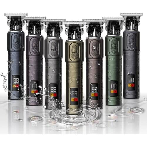 Newest LCD Display USB Rechargeable Beard Trimmer Metal Barber Cordless Clippers Washable Beard Shaver For Men Haircut