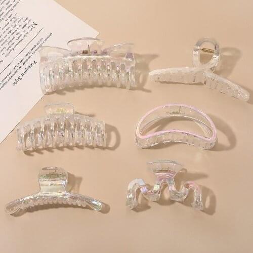 New Women Girls Acrylic Transparent Hair Claws Elegant Hair Clips Headwear Large Size Hair Accessories Ornament Barrettes